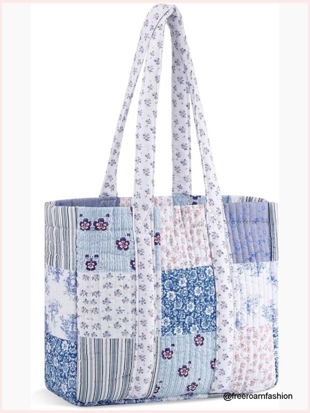 Large Quilted Cotton Tote Bag For Women, Vintage Patchwork Shoulder Bag